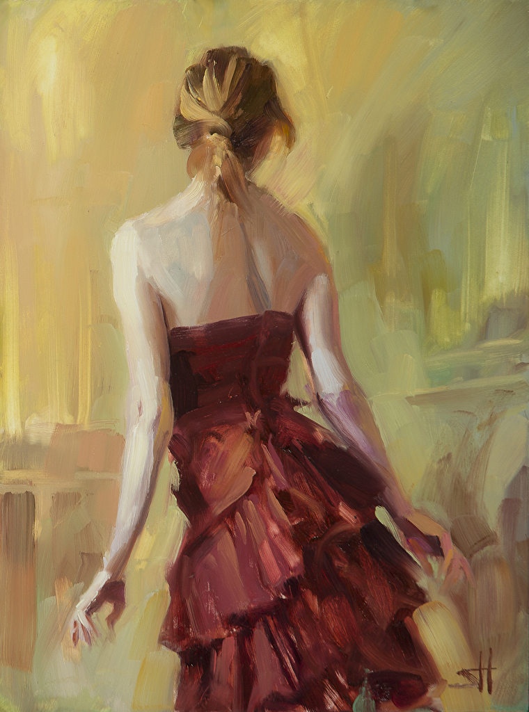 Girl In A Copper Dress (1) by Steve Henderson Oil ~ 16 x 12